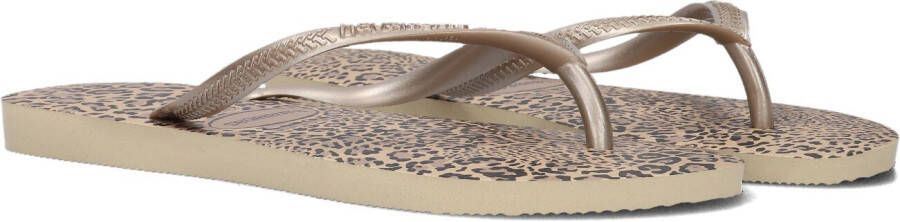 Havaianas Slim Animals teenslippers met panterprint goud