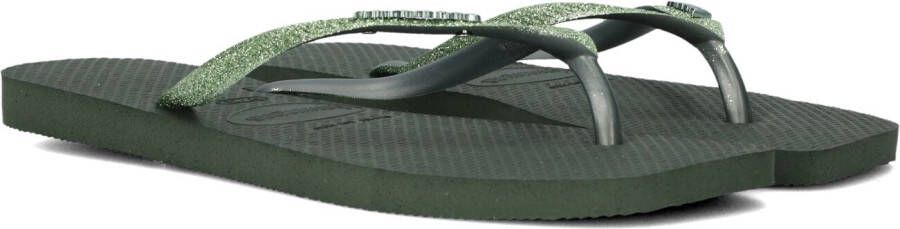 HAVAIANAS Teenslippers Dames Square Glitter Maat: 35 36 Materiaal: Rubber Kleur: Groen