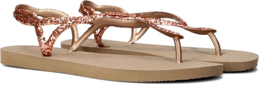 Havaianas Luna Premium II sandalen met glitters roségoud Meisjes Rubber 33 34