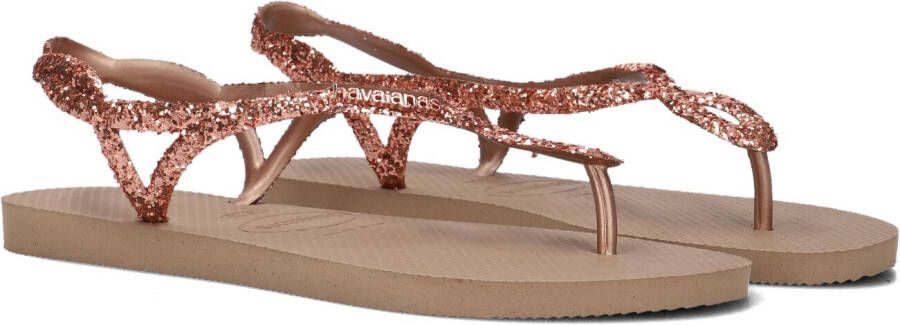 Havaianas Luna Premium II sandalen met glitters roségoud Meisjes Rubber 35 36