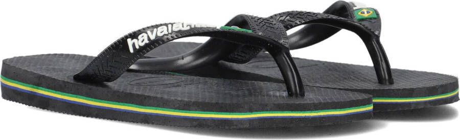 Havaianas Brasil Logo Zwart Rubber Teenslippers Unisex