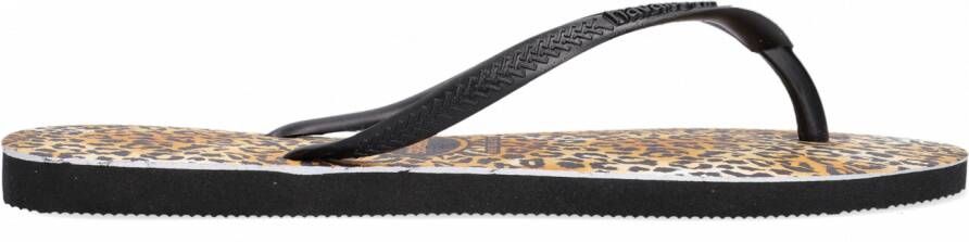 Havaianas Slim Leopard teenslippers met panterprint Zwart Meisjes Rubber 23-24
