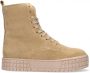 Hip Beige Suède Enkellaarzen met Plateauzool Beige Dames - Thumbnail 1