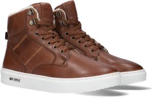 Bruin Tinten H2182 Hoge sneakers Leren Sneaker Jongens Cognac