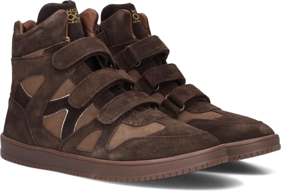 Hip suède sneakers met sleehak donkerbruin