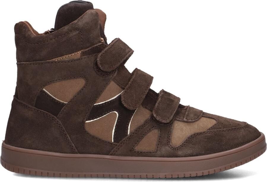 Hip suède sneakers met sleehak donkerbruin