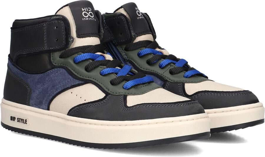 Hip leren sneakers donkerblauw zwart
