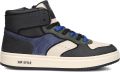 Hip leren sneakers donkerblauw zwart Jongens Leer - Zwart