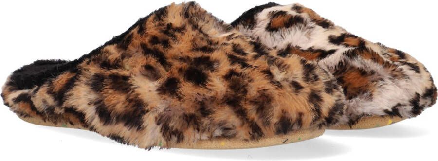 Hot Potatoes pantoffels met panterprint beige bruin Meisjes Imitatiebont 33