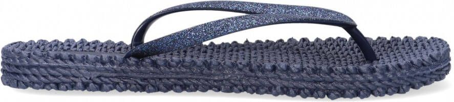 Ilse Jacobsen Hornbæk Glitter flip-flop in gewaad-geweven blik Blauw Dames