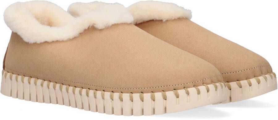 Ilse Jacobsen Pantoffels Dames Sloffen Instappers Suède Harde zool Dichte hiel Tulip 3050 Beige