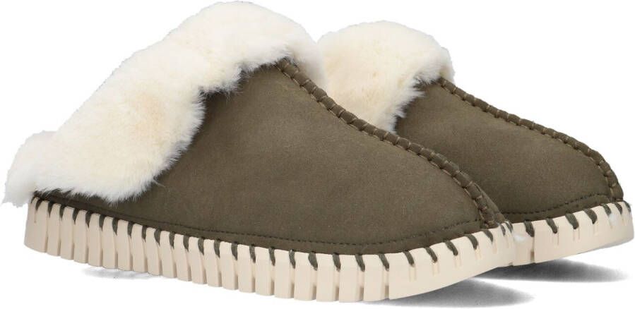 Comfy bruin Tinten Comfy Tulip3871 Pantoffels Sloffen Dames Groen