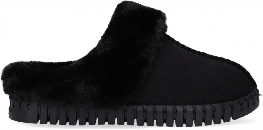 Ilse Jacobsen Pantoffels Dames Sloffen Instappers Suède Harde zool Open hiel Tulip 3871 Zwart