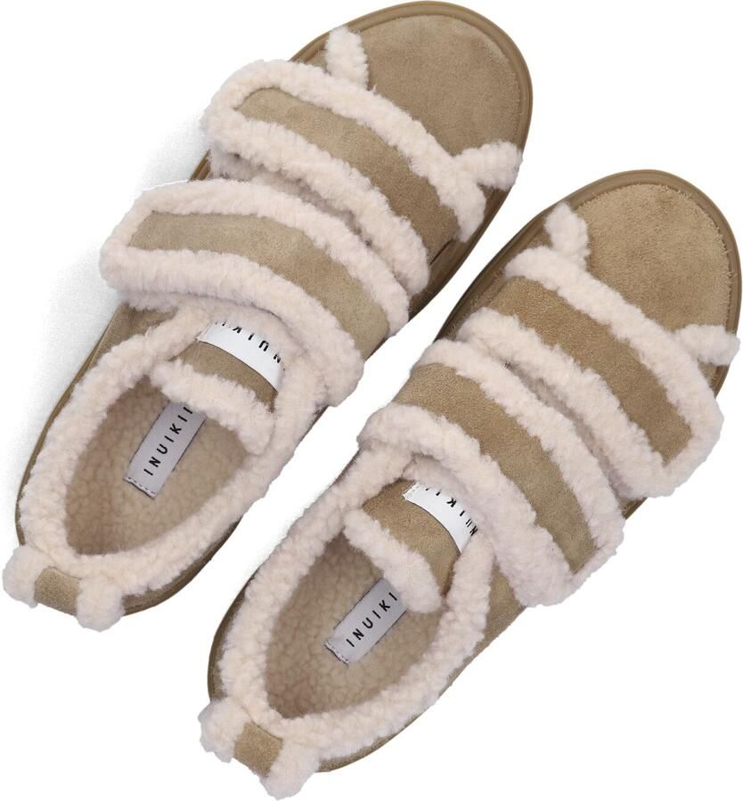 INUIKII Lage Sneakers Dames Shearling Low Velcro Textiel Zand - Foto 2