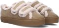 INUIKII Lage Sneakers Dames Shearling Low Velcro Textiel Zand - Beige