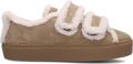 INUIKII Lage Sneakers Dames Shearling Low Velcro Textiel Zand - Beige