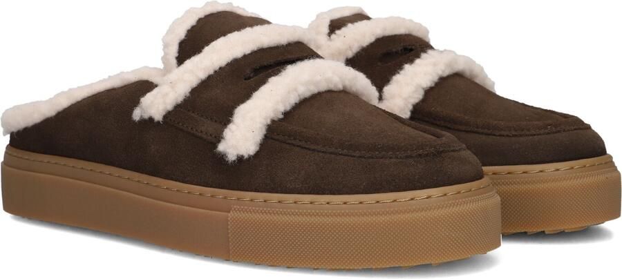 INUIKII Instappers Dames Mule Wool Suède Bruin
