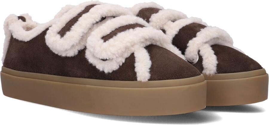 INUIKII Shearling Low Velcro Instappers Dames Bruin