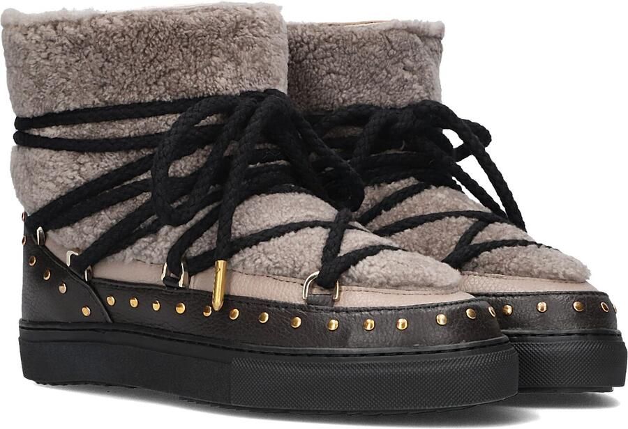 INUIKII Enkellaarsjes Dames Outdoor Snowboots Damesschoenen Leer Curly Rock Zwart combi - Foto 5