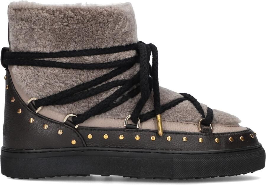 INUIKII Enkellaarsjes Dames Outdoor Snowboots Damesschoenen Leer Curly Rock Zwart combi - Foto 4