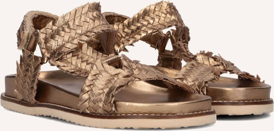 Inuovo Bronzen Geweven Sandalen met Klittenbandsluiting