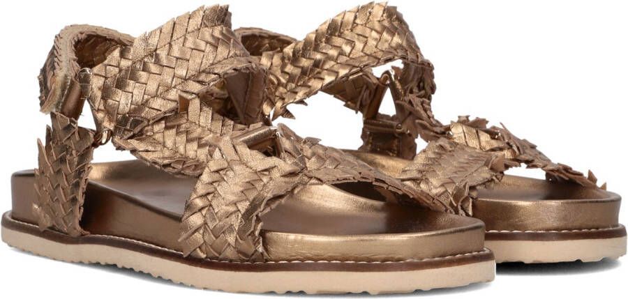 Inuovo Bronzen Geweven Sandalen met Klittenbandsluiting
