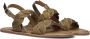 Inuovo Khaki Leren Gevlochten Sandalen Green Dames - Thumbnail 1