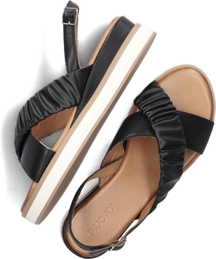 Inuovo Zwarte Leren Sandalen met Gespsluiting Black Dames