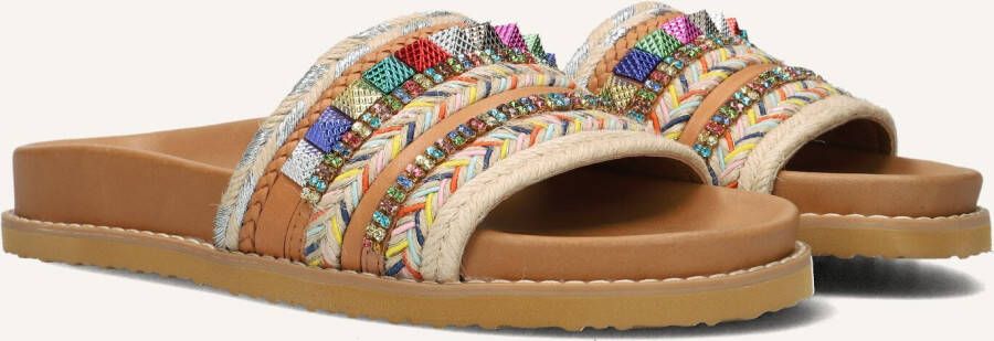 Inuovo Kleurrijke Leren Slippers met Stijlvolle Details