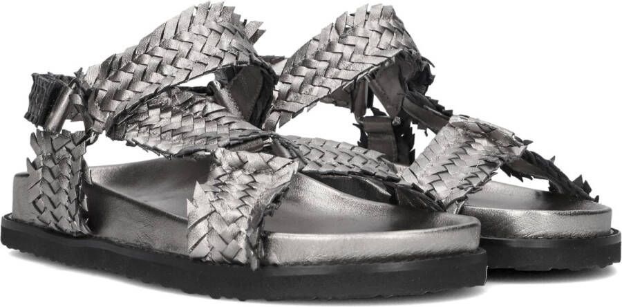 Inuovo Zilveren geweven sandalen met klittenbandsluiting Gray Dames
