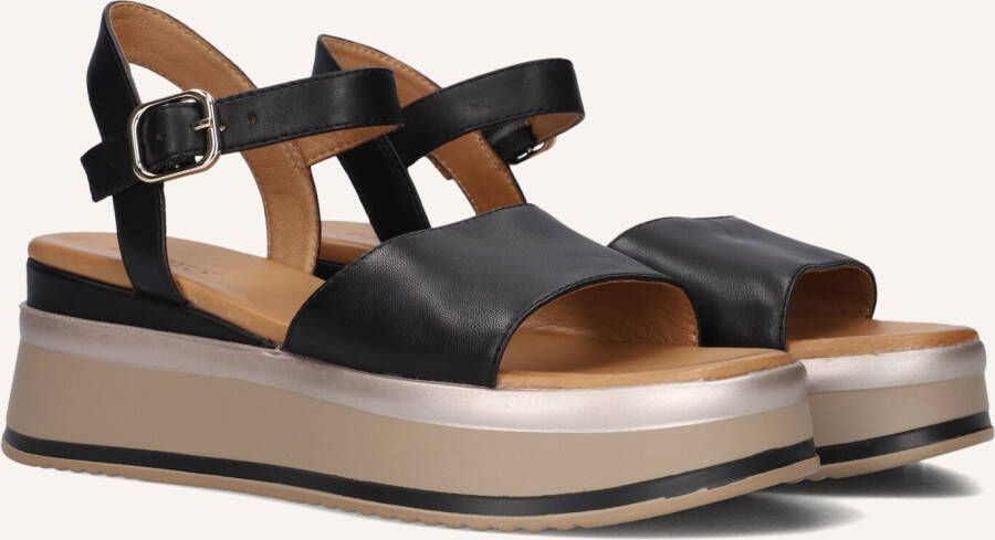 Inuovo Zwarte Leren Sandalen met Gouden Gesp