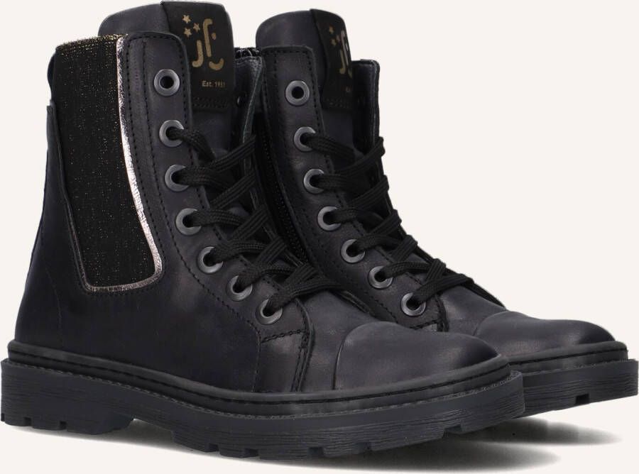 Jochie & Freaks Bibi Veterboots Laarzen Met Veters Meisjes Kids Zwart