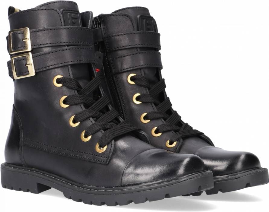 Jochie & Freaks Zwarte Veterboots Jf 21760