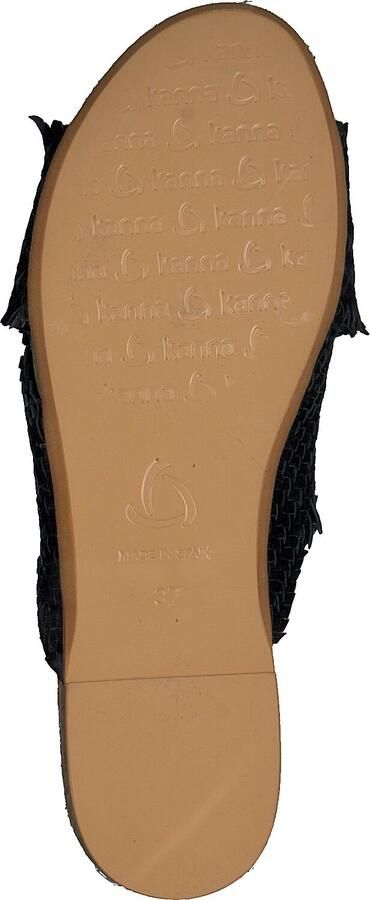 Kanna Zwarte Franje Leren Slippers - Foto 4