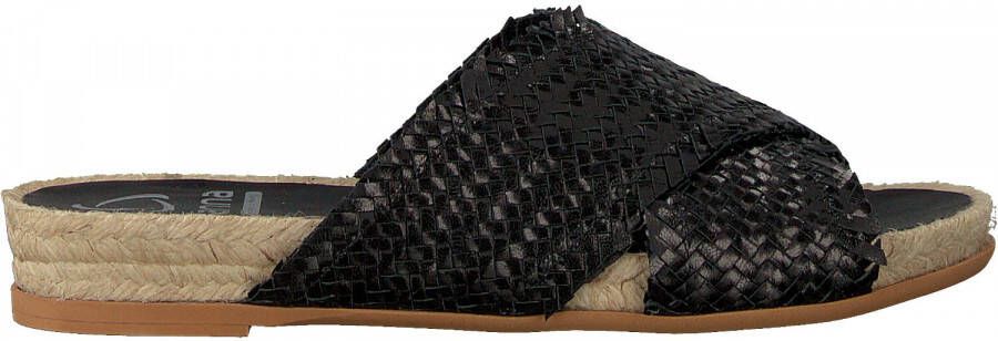 Kanna Zwarte Franje Leren Slippers