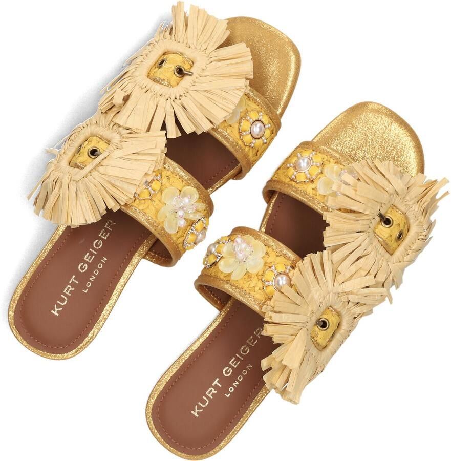 Kurt Geiger London Raffia Buckle Flat Sdl Slippers Dames Goudkleurig - Foto 2