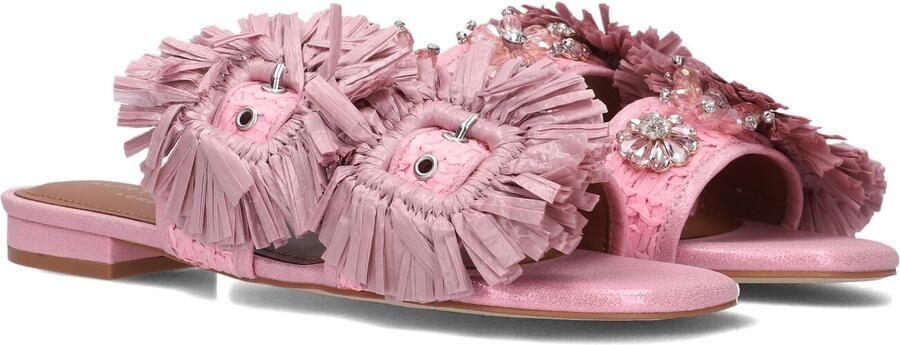 Kurt Geiger London Raffia Buckle Flat Sdl Slippers Dames Roze