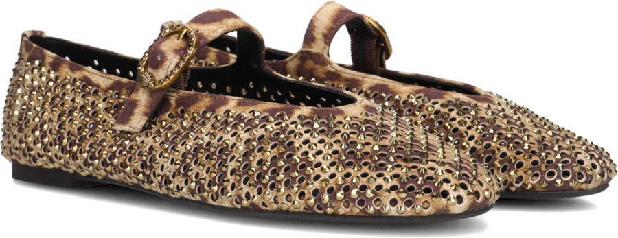 Kurt Geiger Mayfair suède ballerina's met panterprint en strass beige bruin