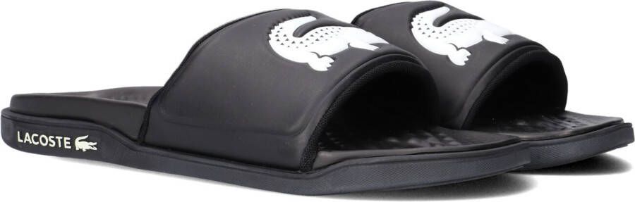 Lacoste Zwarte Badslippers Croco Dualiste