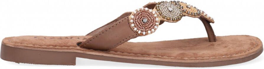 Lazamani Leren versierde teenslipper Beige Leer Teenslippers Dames - Foto 2