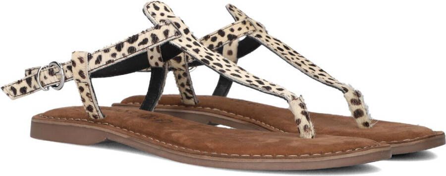 Lazamani Beige Sandalen met Dierenprint Multicolor Dames