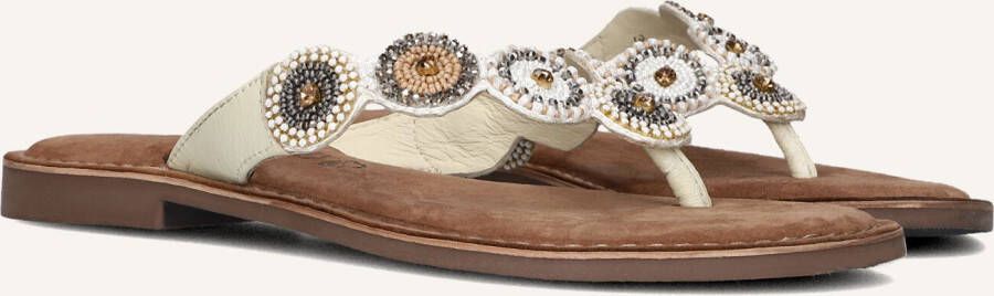 Lazamani Luna Leren Dames Slippers Off-White