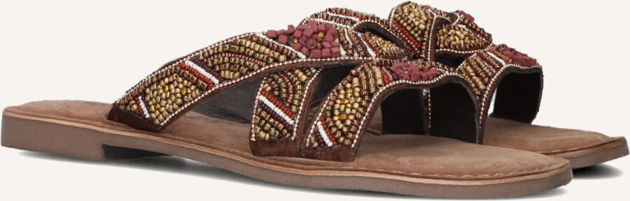 Lazamani Bruine Kralen Kruisband Slippers
