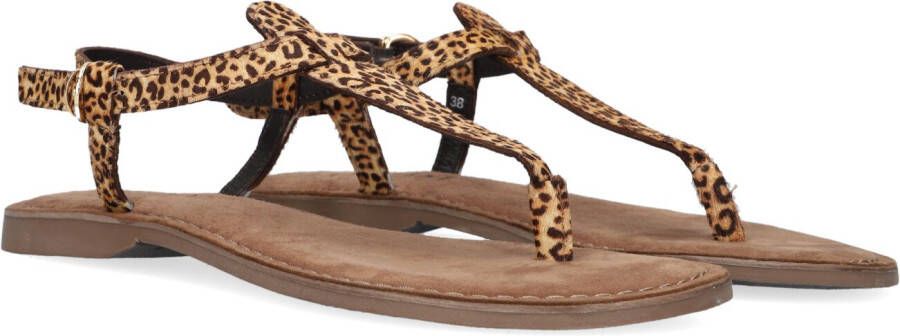 Lazamani 75.611 leren sandalen panterprint bruin