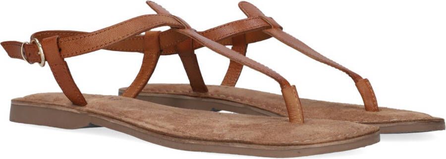 Lazamani Leren Sandalen met Gouden Gesp Brown Dames