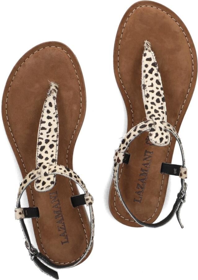 Lazamani 75.611 leren sandalen met panterprint