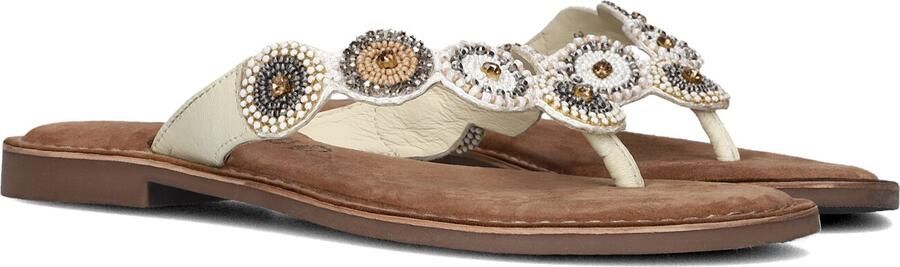 Lazamani Luna Leren Dames Slippers Off-White