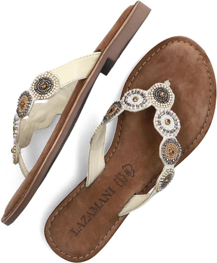 Lazamani Luna Leren Dames Slippers Off-White