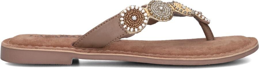 Lazamani Leren versierde teenslipper Beige Leer Teenslippers Dames - Foto 5
