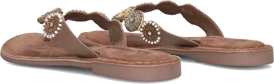 Lazamani Leren versierde teenslipper Beige Leer Teenslippers Dames - Foto 4